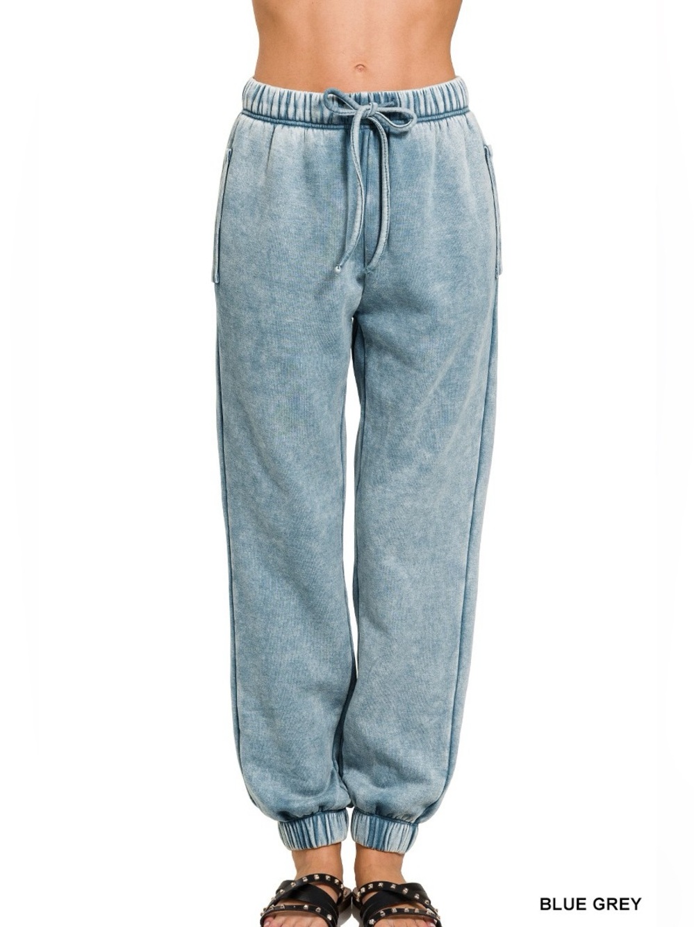 Zenana Acid Wash Fleece Sweatpants with Pockets